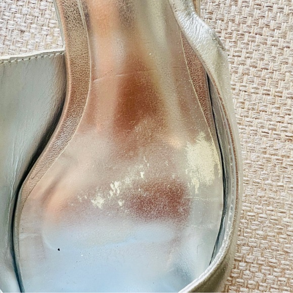 Zara | Silver Chrome Leather Slingback Shoes - Picture 7 of 13
